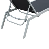 Outsunny Garten-Sonnenliege Relaxliege mit 5-stufige Rückenlehne aus Metall Schwarz 170 x 58 x 97 cm(m-13)