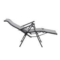 Outsunny Sonnenliege klappbar Gartenliege mit Kissen Schwerelosigkeit Liegestuhl mit 9-Fach verstellbare Rückenlehne Gartenstuhl bis 150 kg belastbar, für Garten Urlaub Outdoor Strand, Schwarz+Grau(m-14)