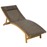 Outsunny Sonnenliege inklusive Kopfkissen, verstellbare Rückenlehne, wetterbeständig, Massivholz, Braun + Natur(m-12)