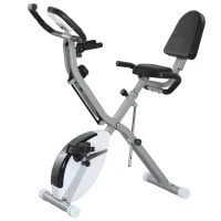 SPORTNOW 5-In-1 Folding Exercise Bike with Arm Workout Bands, Quiet 8-Level Magnetic Resistance Foldable Exercise Bike with LCD, Tablet Holder, Hand Pulse Sensor for Home Use Indoor Cycling, White(m-11)