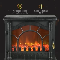 HOMCOM Chimenea Eléctrica 1000W/2000W con Temperatura Ajustable Protección contra Sobrecalentamiento 55x31x58 cm Negro(m-5)