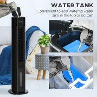 HOMCOM Nine Setting Tower Fan Humidifier, with Ice Boxes - Black(m-4)