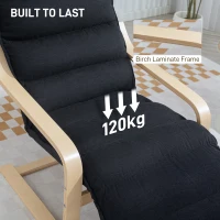 HOMCOM Curved Wooden Accent Chair, with Adjustable Footrest - Black(m-7)