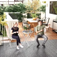 Outsunny 3 Pieces Outdoor Bistro Set, Glass Top Outdoor Table and 2 Folding Chairs with Protecting Feet, White(m-8)