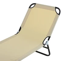 Outsunny Sonnenliege, 5-fach verstellbare Rückenlehne, schnelltrocknend, Metallrahmen, 190 x 56 x 28 cm, Creme(m-8)