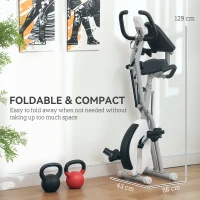SPORTNOW 5-In-1 Folding Exercise Bike with Arm Workout Bands, Quiet 8-Level Magnetic Resistance Foldable Exercise Bike with LCD, Tablet Holder, Hand Pulse Sensor for Home Use Indoor Cycling, White(m-7)