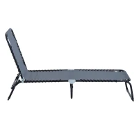 Outsunny Sonnenliege klappbar Gartenliege, Liegestuhl mit 4-Fach verstellbare Rückenlehne, wetterfeste Campingliege bis 120 kg belastbar, für Garten Strand Pool, Grau(m-13)
