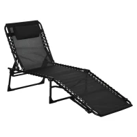 Outsunny Sonnenliege, klappbar, atmungsaktiver Bezug, Metallrahmen, 197 x 58 x 76 cm, Schwarz(m-12)