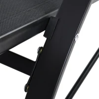 Outsunny Gartenlounge-Set, 2 Liegen mit Beistelltisch, atmungsaktiver Stoff, stabiler Metallrahmen, Schwarz(m-11)