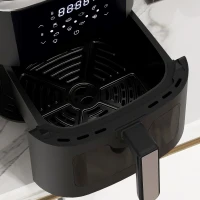 HOMCOM 6.5L 8 in 1 Digital Air Fryer Oven with Visible Window, Rapid Air Circulation, Adjustable Temp, Timer, Recipes and Non-stick Basket, 1500W, Black(m-9)