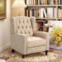 HOMCOM Chesterfield-Style Reclining Armchair - Beige(m-2)