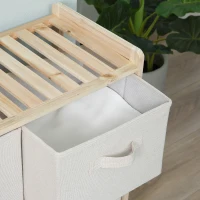 HOMCOM Cassettiera con 6 Cassetti in Tessuto Pieghevoli ed Estraibili, 59x28x70cm - Legno, Beige(m-7)