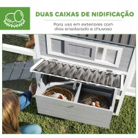 PawHut Galinheiro para Exterior Galinheiro de Madeira para 10-15 Galinhas com Baloiço Perchas Bandeja Removível e Rampa 315,5x150,5x140,5 cm Cinza(m-6)