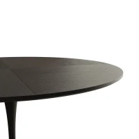 Masă de sufragerie rotundă modernă, patru blaturi în patchwork, bază din metal, 120x120x75 cm, Negru(m-5)