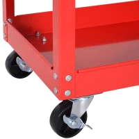 DURHAND Carrello Porta Attrezzi con Manico, Cassetto e 3 Ripiani, in Lamiera di Acciaio, 82x35x76 cm, Rosso(m-9)