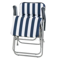 Outsunny 2 x Klappstühle Gartenstuhl Sonnenliege Armlehne klappbar 5 Positionen Auflage Blau 60 x 75 x 102 cm(m-11)