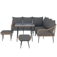 Outsunny Six-Piece Rattan Strong Garden Sofa Set - Brown/Grey(m-11)
