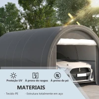 Outsunny Tenda Garagem 5x3 m Tenda para Carro Anti-UV com Tecido de PE Desmontável e Estrutura de Aço Galvanizado Cinza(m-4)