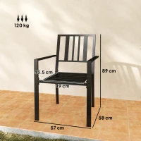 Outsunny Set of Two Minimal Metal Garden Chairs - Black(m-3)