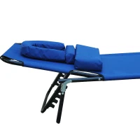 Outsunny Sonnenliege klappbar Gartenliege mit Kopfkissen Liegestuhl mit 4-Fach verstellbare Rückenlehne Campingliege mit Lesefenster Gartenstuhl bis 120kg belastbar für Garten, Balkon geeignet Blau(m-11)