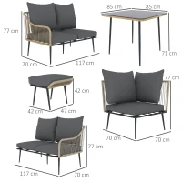 Outsunny Six-Piece Rattan Strong Garden Sofa Set - Brown/Grey(m-3)