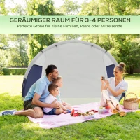 Outsunny Campingzelt für 3-4 Personen, robust, mit Tragetasche, 2 Öffnungen, Zubehör, Blau(m-4)