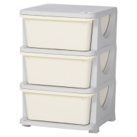 HOMCOM Opbergdozen voor Kinderen, 3 Grote Lades, Afgeronde Randen, Kunststof, 37x37x56,5 cm, Crèmewit