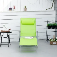 Outsunny Folding Sun Lounger, Outdoor Chaise Lounge Recliner with Pillow and 7 Adjustable Backrest for Lawn, Garden(m-12)