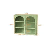 Armoire murale moderne avec portes vitrées, avec espace de rangement à trois niveaux et motif de tressage caractéristique, 70×23×60 cm, Vert(m-3)