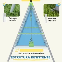 AIYAPLAY Baloiço para Crianças 3 em 1 Baloiço para Jardim Exterior com Baloiço Anéis de Ginástica e Tenda 283x180x182 cm Verde(m-6)