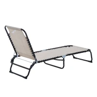 Outsunny Sonnenliege klappbar Gartenliege, Liegestuhl mit 4-Fach verstellbare Rückenlehne, wetterfeste Campingliege bis 120 kg belastbar, für Garten Strand Pool, Cremeweiß(m-16)