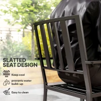 Outsunny Set of Two Minimal Metal Garden Chairs - Black(m-4)