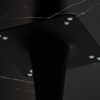 Mesa Moderna de Centro Octogonal con Tablero de MDF en Efecto Mármol y Base Metálica, 80x74x73 cm, Negro(m-7)
