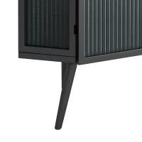 Dulap colțar cu ușă din sticlă, raft reglabil și design modern pentru baie, living, dormitor, 56,5x42,5x80 cm, Negru(m-7)