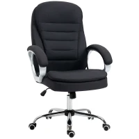 Vinsetto Bürostuhl Arbeitsstuhl Schreibtischstuhl Drehstuhl 360° Ergonomisch Wippfunktion Höhenverstellbar Schwarz Leinen 64 x 75 x 111-121 cm(m-1)