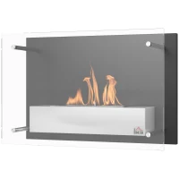 HOMCOM Cheminée bioéthanol Murale encastrable brûleur 1.5 L, environ 3 h de durée de combustion dim. 60L x 22l x 40H cm Couverture 20-25 m² Acier inox(m-10)