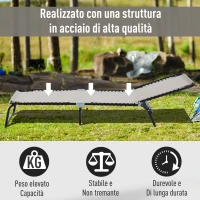 Outsunny Lettino Prendisole in Acciaio e Tessuto Traspirante con Schienale Reclinabile, 197x58x30 cm(m-6)