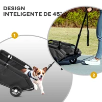 PawHut Carrinho para Cães Dobrável Carrinho para Cães Miniatura com Barra de Empurre Ajustável Desenho Aberto 53x45x28 cm Preto(m-7)