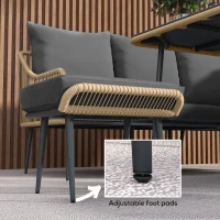 Outsunny Six-Piece Rattan Strong Garden Sofa Set - Brown/Grey(m-5)