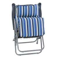 Outsunny 2er-Set Liegestuhl Set mit Kissen klappbar Sonnenliege 5 Stufen verstellbarer Rückenlehne Gartenliege Gartenmöbel Set Stahl Polyester Blau 60 x 75 x 65-102 cm(m-12)