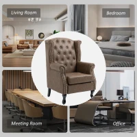 HOMCOM Wingback Accent Chair Tufted Chesterfield-style Armchair with Nail Head Trim for Living Room Bedroom Brown(m-8)
