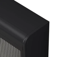 Dulap de Perete cu 3 Uși din Sticlă cu Design Curbat, Spațiu de Depozitare Versatil, pentru Living și Baie, 90x20x70 cm, Negru(m-6)