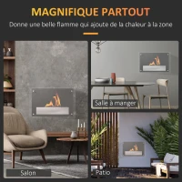 HOMCOM Cheminée bioéthanol Murale encastrable brûleur 1.5 L, environ 3 h de durée de combustion dim. 60L x 22l x 40H cm Couverture 20-25 m² Acier inox(m-6)