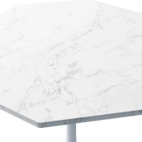 Mesa Moderna de Centro Octogonal con Tablero de MDF en Efecto Mármol y Base Metálica, 80x74x73 cm, Blanco(m-6)