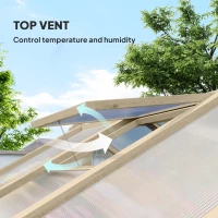 Outsunny 6.6 x 6ft Polycarbonate Greenhouse, Walk-in Wooden Greenhouse with Lockable Door and Window, Garden Plants Grow House, Brown(m-6)