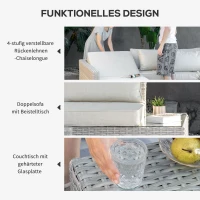 Outsunny 4-teiliges Gartenmöbel-Set, Garten-Lounge, Gartensitzgruppe, PE-Rattan, wetterbeständig, inkl. Kissen, Grau + Beige(m-6)