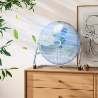 HOMCOM Metal Desk Fan with 3 Speeds & 120° Adjustable Tilt - Silver(m-8)