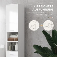 kleankin Szafka Łazienkowa, Szafka z Półkami i Szufladą, Regulowana, Biała(m-5)