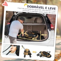 PawHut Carrinho para Animais de Estimação Dobrável com Janela de Malha Almofada Lavável Arnês de Segurança 82x47x97cm Marrom(m-4)