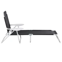 Outsunny Liegestuhl Sonnenliege Klappbare Strandliege 4-stufige Gartenliege Netzstoff Schwarz 186 x 66 x 80 cm(m-18)